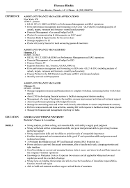 When writing your resume, be sure to reference the job description and highlight any skills, awards and certifications that match with the requirements. Assistant Finance Manager Resume Samples Velvet Jobs