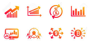 Demand Curve Money Exchange And Candlestick Chart Line Icons