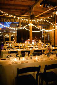 Rustic Globe Lights Romantic Reception Geeky Wedding Brewery Wedding Wedding