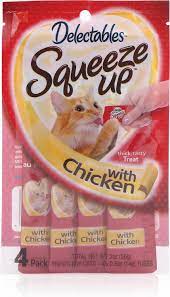 Have fun and bond with your cat as she paws at you eagerly, begging you to hand feed . Hartz Delectables Squeeze Up Chicken Lickable Cat Treat 2 0 Oz Pack Of 4 Chewy Com