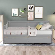 Benjara 75.5 transitional wood day bed storage with drawer front in white by benjara. Daybed Bed For Kids Room Farmhouse Twin Captain S Bed With Trundle And 2 Storage Drawers Solid Wood Daybed Bed With 10 Slats Strong Support Modern Twin Kids Daybed For Bedroom 250lbs Grey