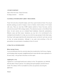 Student Report Name Of The University Yonsei University Exchange Semester