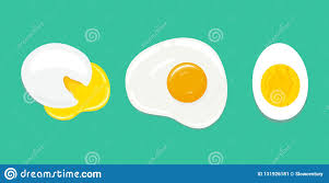 Set Of Differently Cooked Eggs Poached Egg Fried Egg Hard