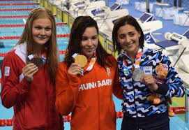 She competed in the women's 200 metre freestyle at the 2019 world aquatics championships. File Marlene Kahler Ajna Kesely Delfina Narella Pignatiello Medallas 400m Libre Yog2018 Jpg Wikimedia Commons