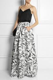 Black And White Maxi Skirt Outfit White Abella Printed Satin Maxi Skirt Alice Olivia Fashion Maxi Skirt Dress Clothes