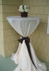 Our Highboy Cocktail Tables With White Linen Tablecloths And Black Sashes These Are Available On White Cocktail Tables White Table Cloth Cocktail Table Decor