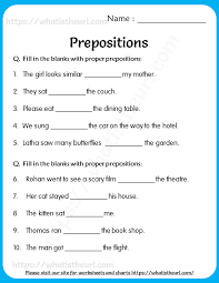 A preposition is always followed by a noun or pronoun. Prepositions Worksheets For Grade 5 Preposition Worksheets Grade 5 Math Worksheets Prepositions