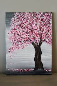 Pink cherry blossoms floral photographic canvas print. Malen Eines Kirschblutenbaums Mit Acrylfarben Und Wattestabchen Acrylfarben Eine Simple Canvas Paintings Diy Canvas Art Painting Canvas Painting Tutorials