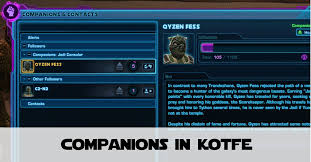 To actually maximize the influence rank a companion has, players will need to pass the conversation checks. Companions In Knights Of The Fallen Empire Kotfe Swtor