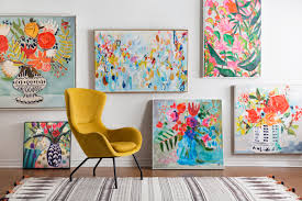 Multi Coloured Painting 90cm X 90cm 35 X 35 Structube Broek Colourful Living Room Decor Yellow Armchair Wall Decor
