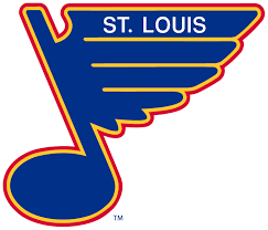 St Louis Blues Primary Logo 1990 A Blue Music Note Outlined In Yellow And Blue Outilined In Red With Sports Team Logos St Louis Blues Hockey Hockey Logos