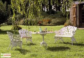 Salon De Jardin Fonte D Aluminium Et Bois Fougere Salon De Jardin Mobilier Jardin Jardins