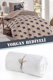 Poplin çift kişilik nevresim takımı. Yorgan Hediyeli Nevresim Seti Tek Kisilik Fil Mavi Modelans