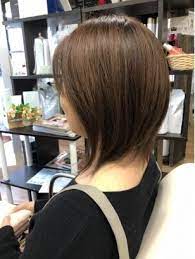 前下がりボブ レイヤーカットヘア 髪型 髪 ミディアム