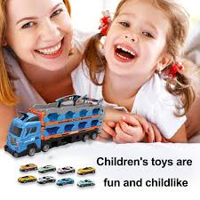 Amazon.co.jp: Car Carrier Toys,Car Transporter Toy Truck,Toys Portable  Carrying Truck Race Track