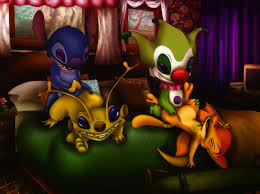 alien all fours ambiguous penetration amegared anthro bed bedroom  closed eyes disney doggy style duo elastico experiment (species) from  behind inside interspecies jamba lilo and stitch lying male male