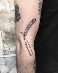 Highlighter, tattoo chair, piercing gun prohibition, razor, pierced ear and tongue, tattooist, needles. Straight Razor Tattoo