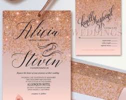 Rose Gold Glitter Wedding Invitation Rsvp Card Glam Gold Faux Sparkle Glitter Glitter Wedding Invitations Gold Wedding Invitations Wedding Invitations Boho