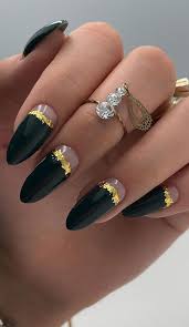 Lacy nail designs are also sweet and feminine, and this baby blue and black a simple color combination like black and white transforms into something exquisite with some fancy awesome nail designs need a coat of clear topcoat to protect them. Stylish Black Nail Art Designs To Keep Your Style On Track Black Gold Nude Nails