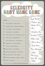 Free Download Of Celebrity Baby Name Game Free Baby Shower Games Baby Name Game Printable Baby Shower Games