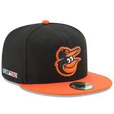 Men S New Era Black Orange Baltimore Orioles Road Mlb 150th Anniversary Authentic Collection 59fifty Fitted Hat Fitted Hats Baltimore Orioles Orioles