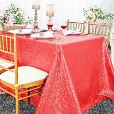 Coral 90x132 rectangle satin tablecloth. Coral Sequin Tablecloths 90 X132 Wholesale