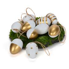 Sie können das astbündel an der angebrachten kordel aufhängen. Deko Huhnerei Weiss Gold Ostereier Zum Hangen Deko Eier Osterdeko Gunstig Online Bestellen