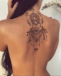 Lotus Mandala Womens Upper Back Tattoo Ideas At Mybodiart Com Tattoos Back Of Neck Tattoo Feminine Tattoos