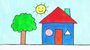 House drawing picture easy drawn houses white house. Drawing House Form Shapes Easy Acrylic Painting For Kids Art And Learn Video Dailymotion