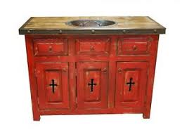 Bathroom vanity styles have evolved considerably over the hundred years or so since indoor plumbing took its rightful place in home design. Rustic Red Templar Cross Bathroom Vanity With Copper Sink Ebay