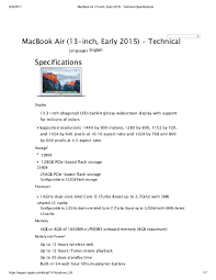 Maybe you would like to learn more about one of these? Doc Macbook Air 13 Inch Early 2015 Technical Specifications Leslie Ayap Academia Edu