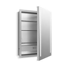 Unique curio cabinet with antique finish. Kohler K 99007 Tlc Na N A Verdera 24 X 30 Lighted Single Door Medicine Cabinet With Three Shelves Built In Outlets And Flip Out Magnifying Mirror Ca Title 24 Compliant Faucetdirect Com