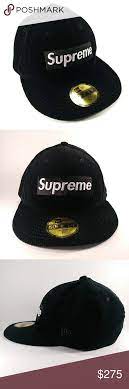 Rare Supreme Unisex Corduroy Box Logo New Era Cap Clothes Design Fashion Design Black Corduroy