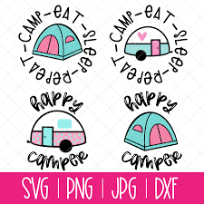 Download Cute Camping Cut File Bundle With Vintage Trailers And Tents