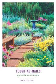 Plant This Tough As Nails Perennial Garden Plan For A Gorgeous Low Maintenance Landscape Drought Tolerant Garden Low Water Gardening Perennial Garden Plans