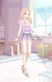 tenu d ete rose gadis animasi anime gadis cantik kawaii