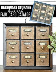 The square edges really made a huge difference in how the top looks! How To Make A Faux Card Catalog From A Hardware Organizer Handmade Home Decor Funky Home Decor Hardware Organizer