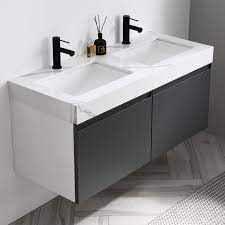 Mob 42 wall mounted vanity with reinforced acrylic sink, high gloss gray by bathroom vanity wholesale inc. Wrought Studio Zayden 48 Wall Mounted Double Bathroom Vanity Set Reviews Wayfair