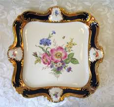 Be part of our team! Vtg Lindner Porcelain Echt Cobalt Blue Platter Floral 13 Gold Kueps Bavaria Pottery Art German Art Pottery