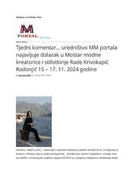 Calaméo - MM Portal Tjedni komentar… uredništvo MM portala najavljuje dolazak u Mostar modne kreatorice i stilistkinje Rade Krivokapić Radonjić 15 – 17. 11. 2024 godine