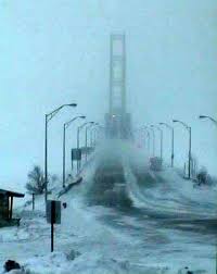Michigan mackinac bridge mackinaw northern lights great lakes water tourism scenic. Mackinac Bridge On Sunday Jan 19 2014 High Wind Warnings Cross At Your Own Risk Mackinac Bridge Michigan Travel Pure Michigan