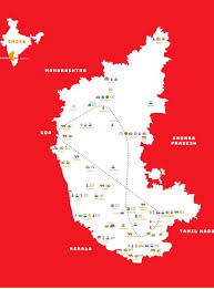 Airline mosaic vector karnataka state map and grunge seals. E Brochure Kstdc