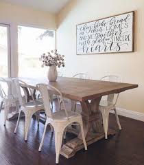Farmhouse Table With Metal Chairs From Homespun Signs Farmhousehomedecoratio Farmhouse Dining Rooms Decor Farmhouse Kitchen Tables Farmhouse Dining Room Table