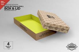 A front view and a top view. Small Rectangular Box Lid Mockup In 2020 Packaging Mockup Paper Packaging Free Packaging Mockup