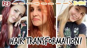 Lacey on september 22, 2017 hi, i had bleached hair and a few years ago went red (ion color brilliance permanent) after my twins were born i went back to bleached cause it's so much easier to maintain. Bleaching My Bright Red Hair To Blonde Yikes Youtube