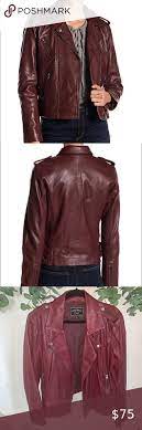 Lucky Brand Leather Moto Jacket Burgundy Leather Moto Jacket Lucky Brand Jackets