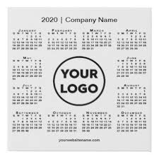 Minimal 2020 Calendar With Company Logo And Name Faux Canvas Print Zazzle Com Company Logos And Names Company Logo Calendar Logo