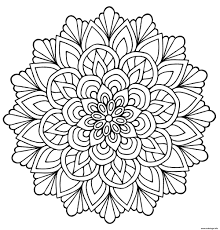 Facile mandala fleurs et papillon coloriage mandalas of. Coloriage Mandala Fleur Avec Feuilles Dessin Fleurs A Imprimer