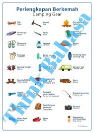 Camping Gears Indonesian Vocabulary Poster Perlengkapan Berkemah Vocabulary Posters Indonesian Language Camping Gear