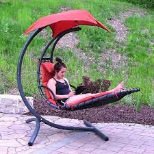 enjoy the beautiful weather outside in this comfortable floating chaise lounge chair rest easy wit swinging chair pallet furniture outdoor hanging swing chair